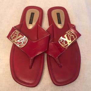Louis Vuitton patent leather red sandals 37.5